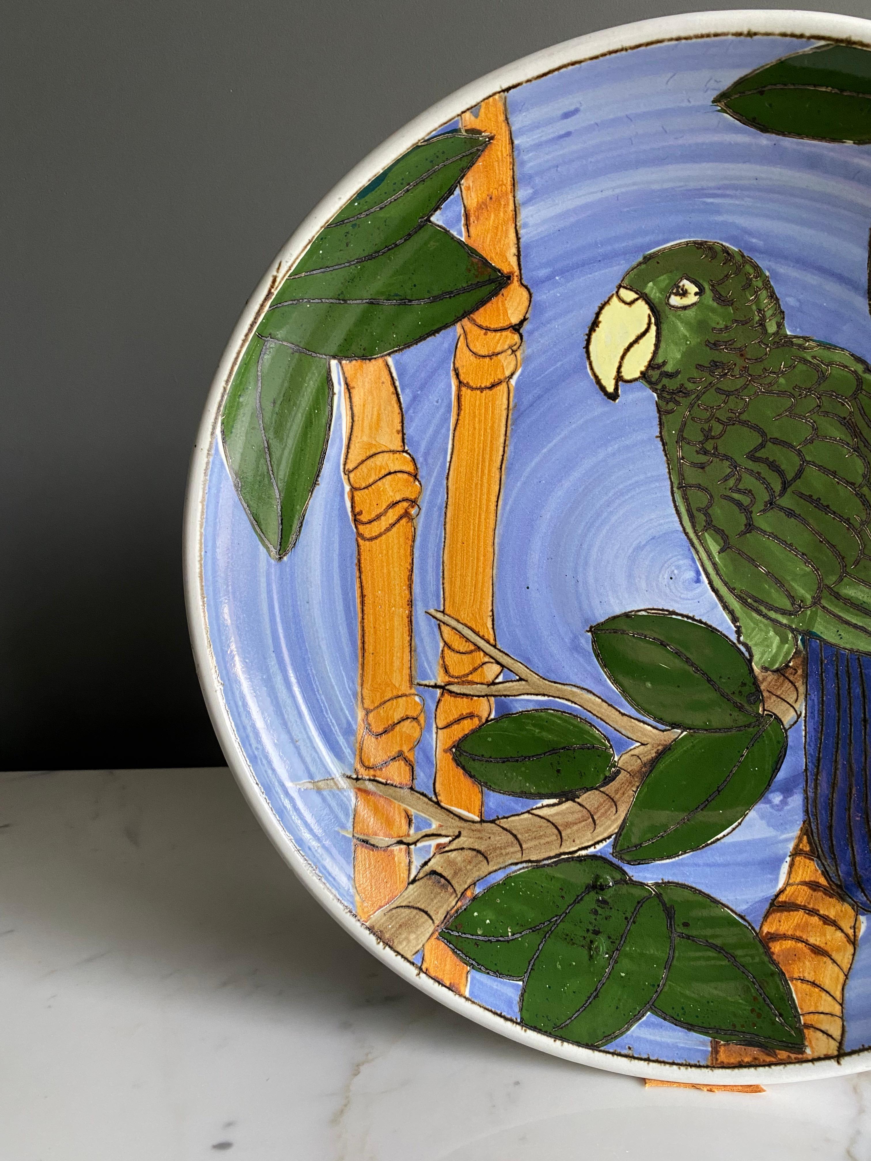 Large Scale Exotic Bird Ceramic Charger / Plate  For Sale 3