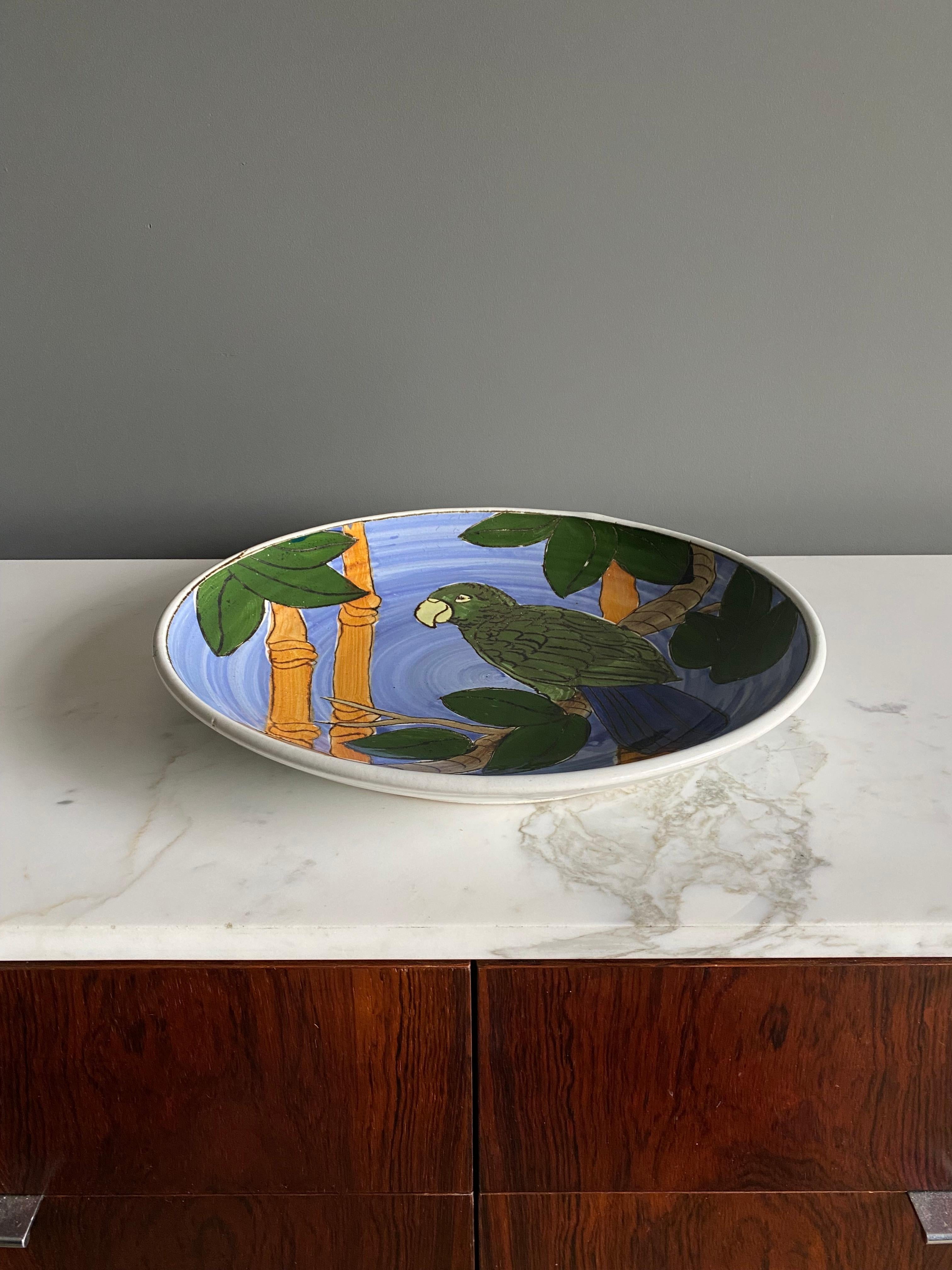 Large Scale Exotic Bird Ceramic Charger / Plate  For Sale 5