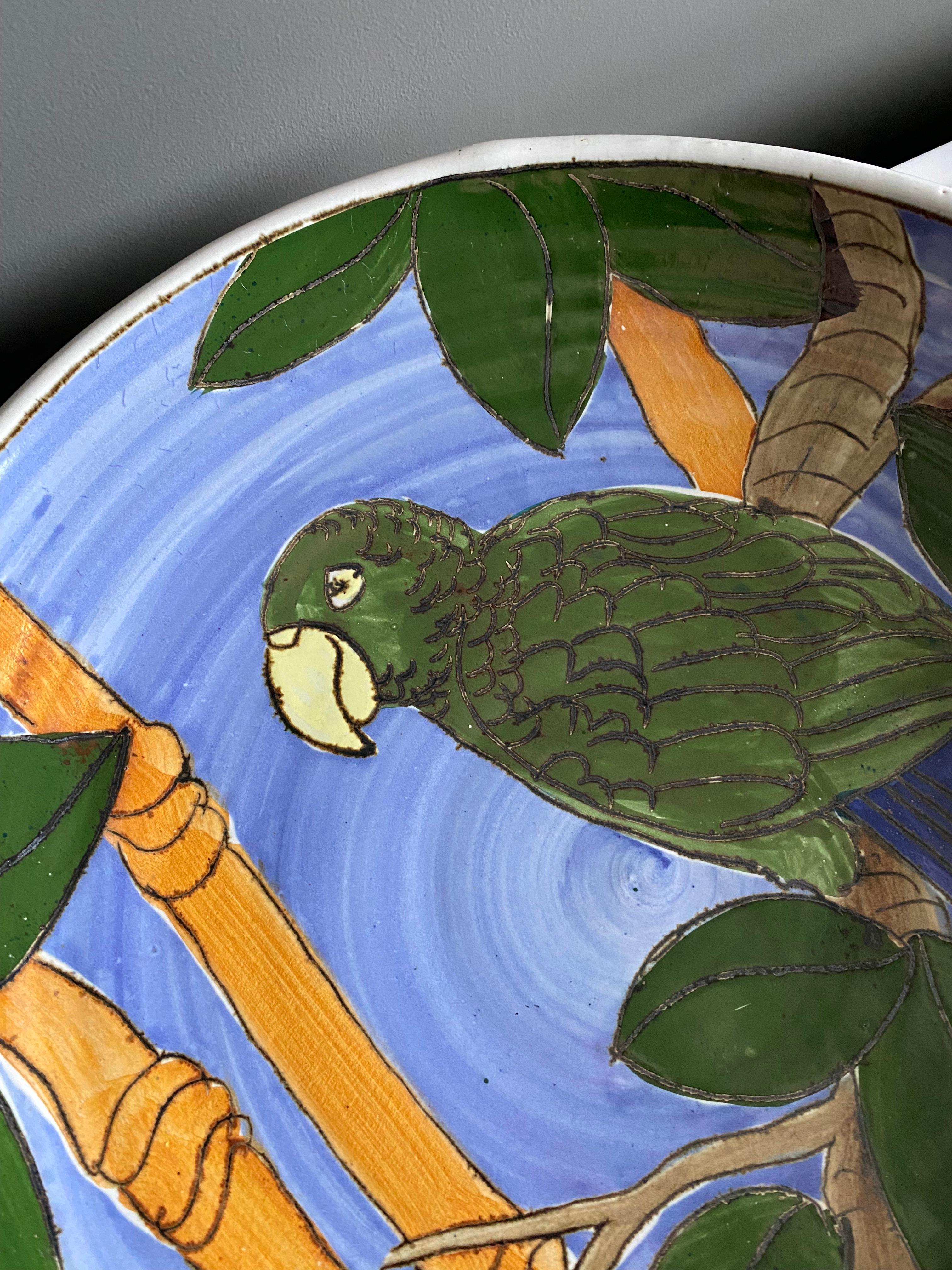 Large Scale Exotic Bird Ceramic Charger / Plate  For Sale 6