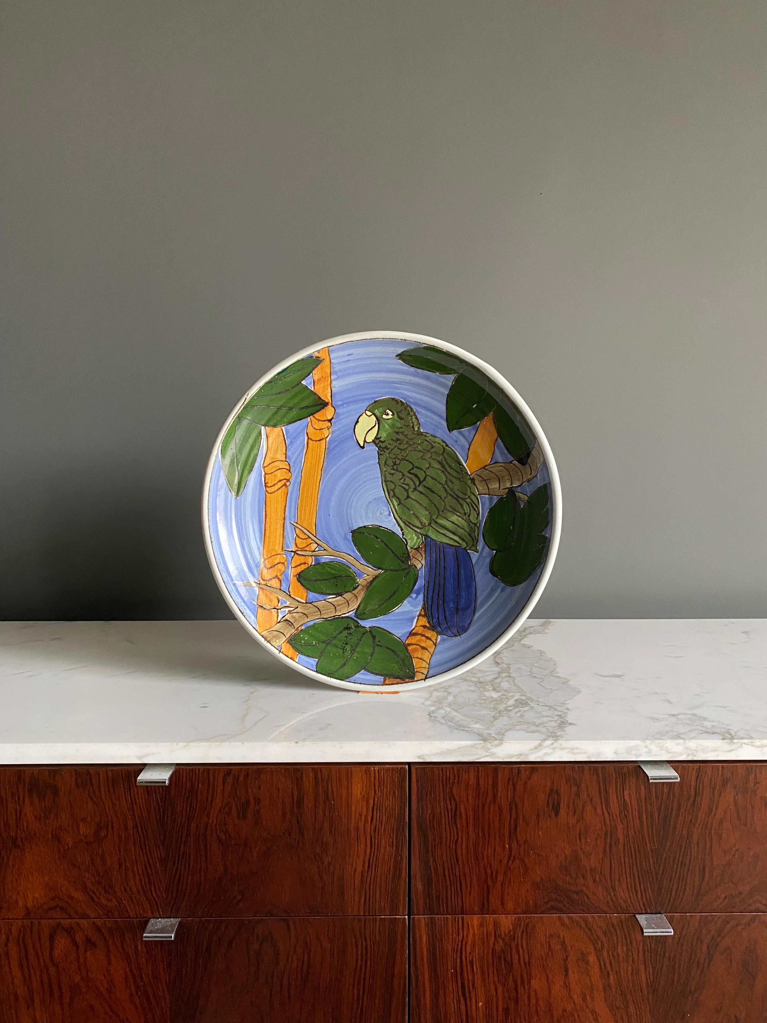 Large Scale Exotic Bird Ceramic Charger / Plate  For Sale 8