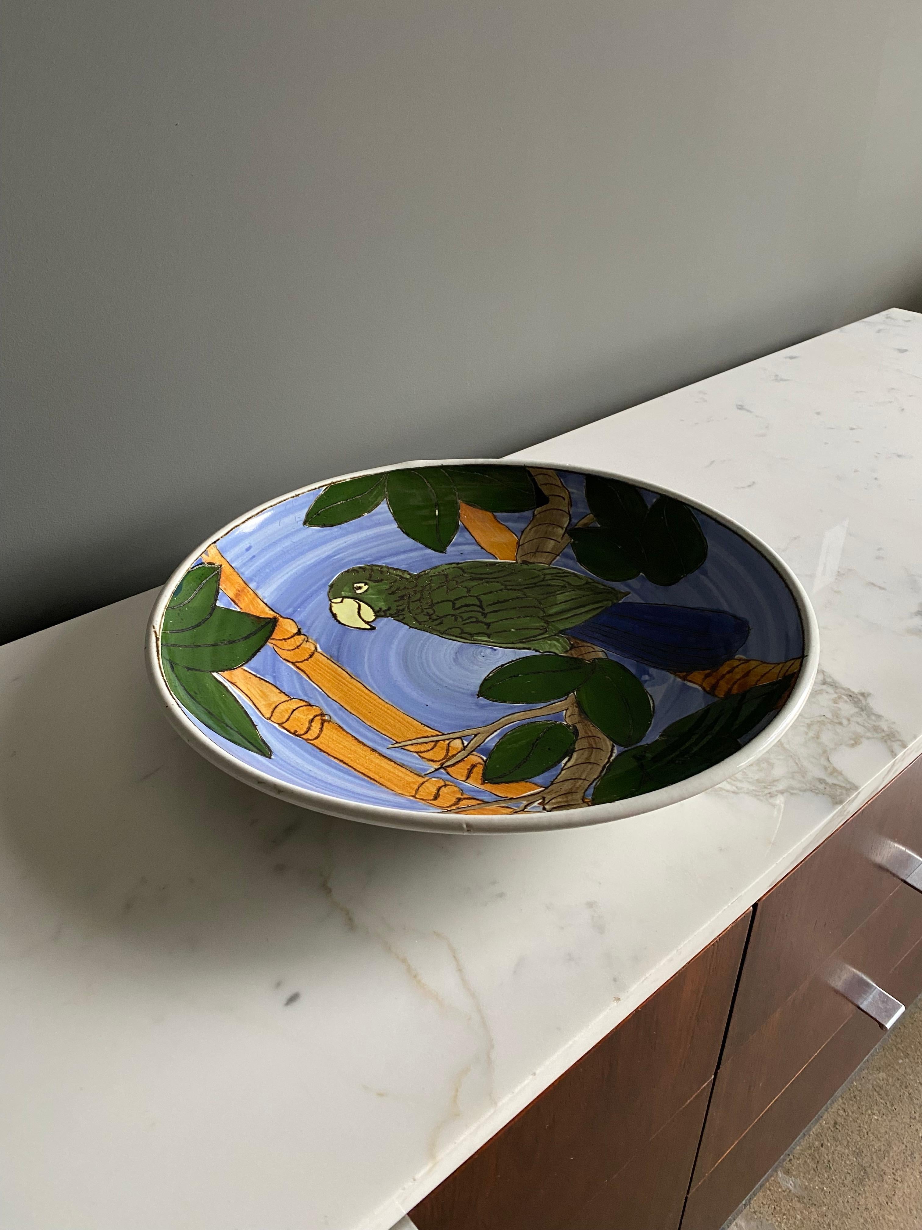 Large Scale Exotic Bird Ceramic Charger / Plate  For Sale 1