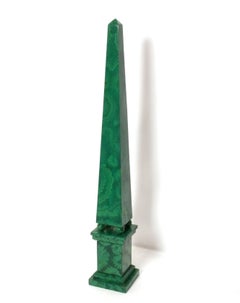 Large Scale Faux Malachite Obelisk, Hollywood Regency, 61"