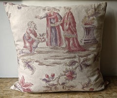 Large Scale Figures Linen Pillow French, Early 20th Century