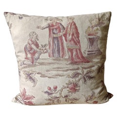 Large Scale Figures Linen Pillow French, Early 20th Century