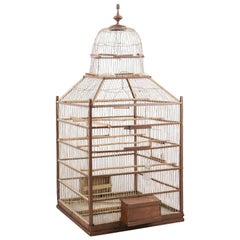 Antique Large Scale French 19th Century Domed Birdcage with Weathered Appearance
