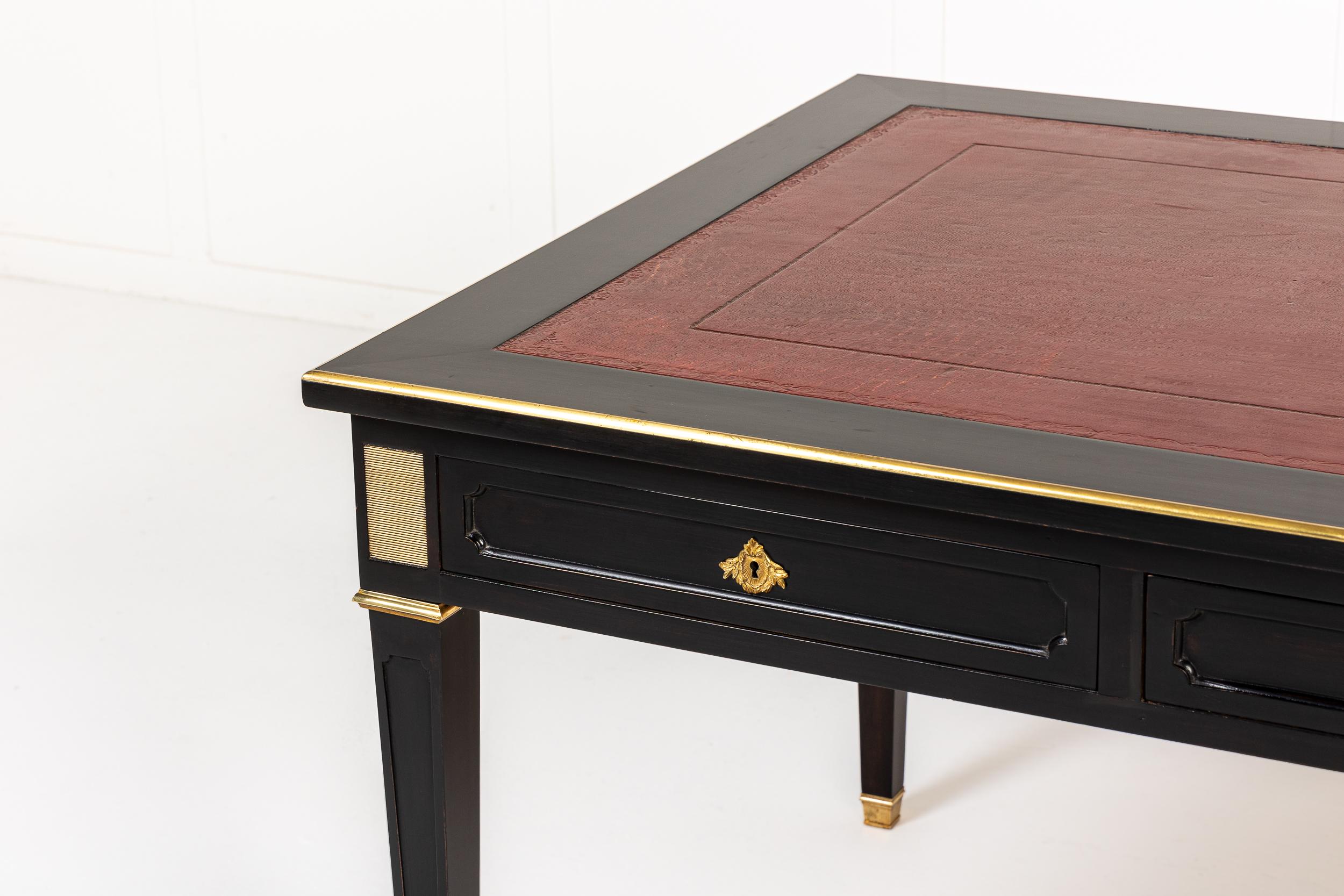 Ebonized Large Scale French Ebonised Bureau Plat For Sale