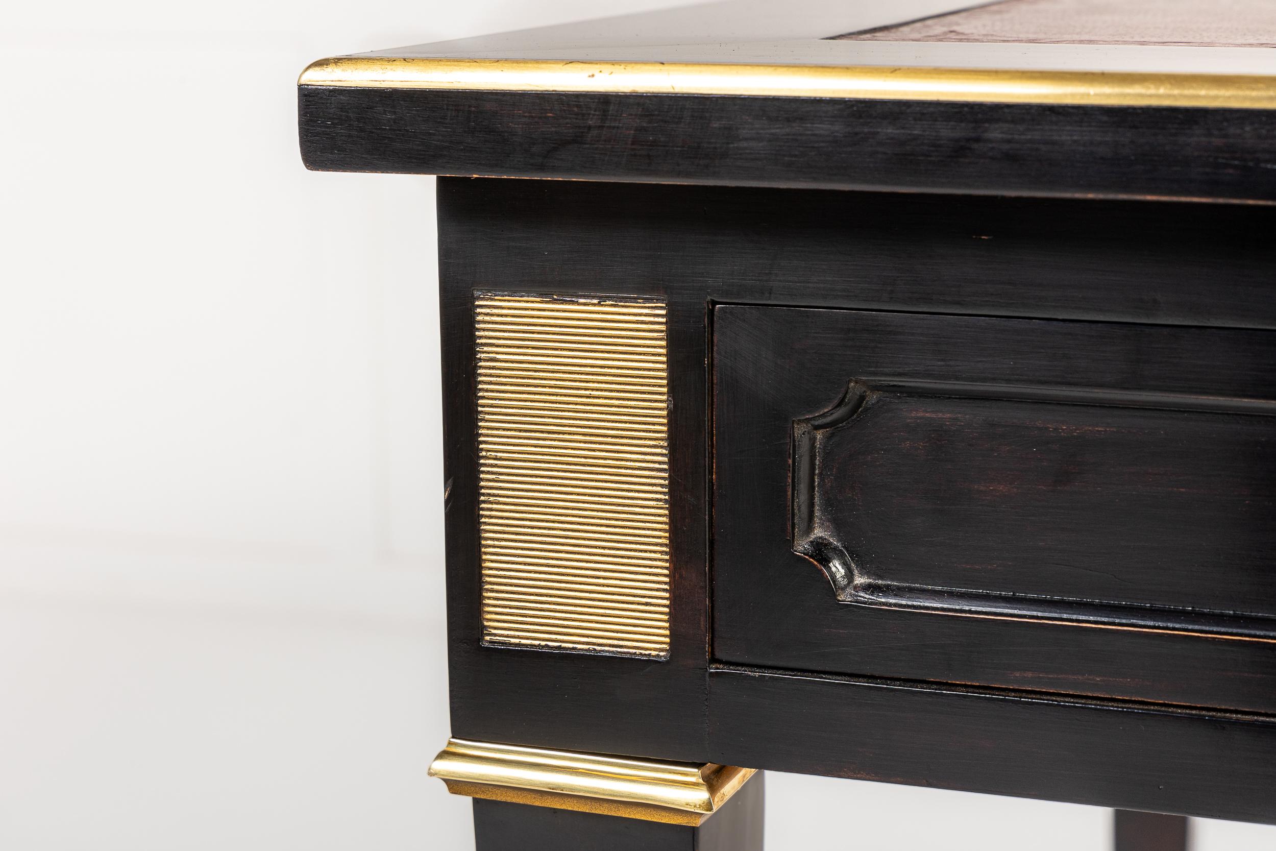 Wood Large Scale French Ebonised Bureau Plat For Sale