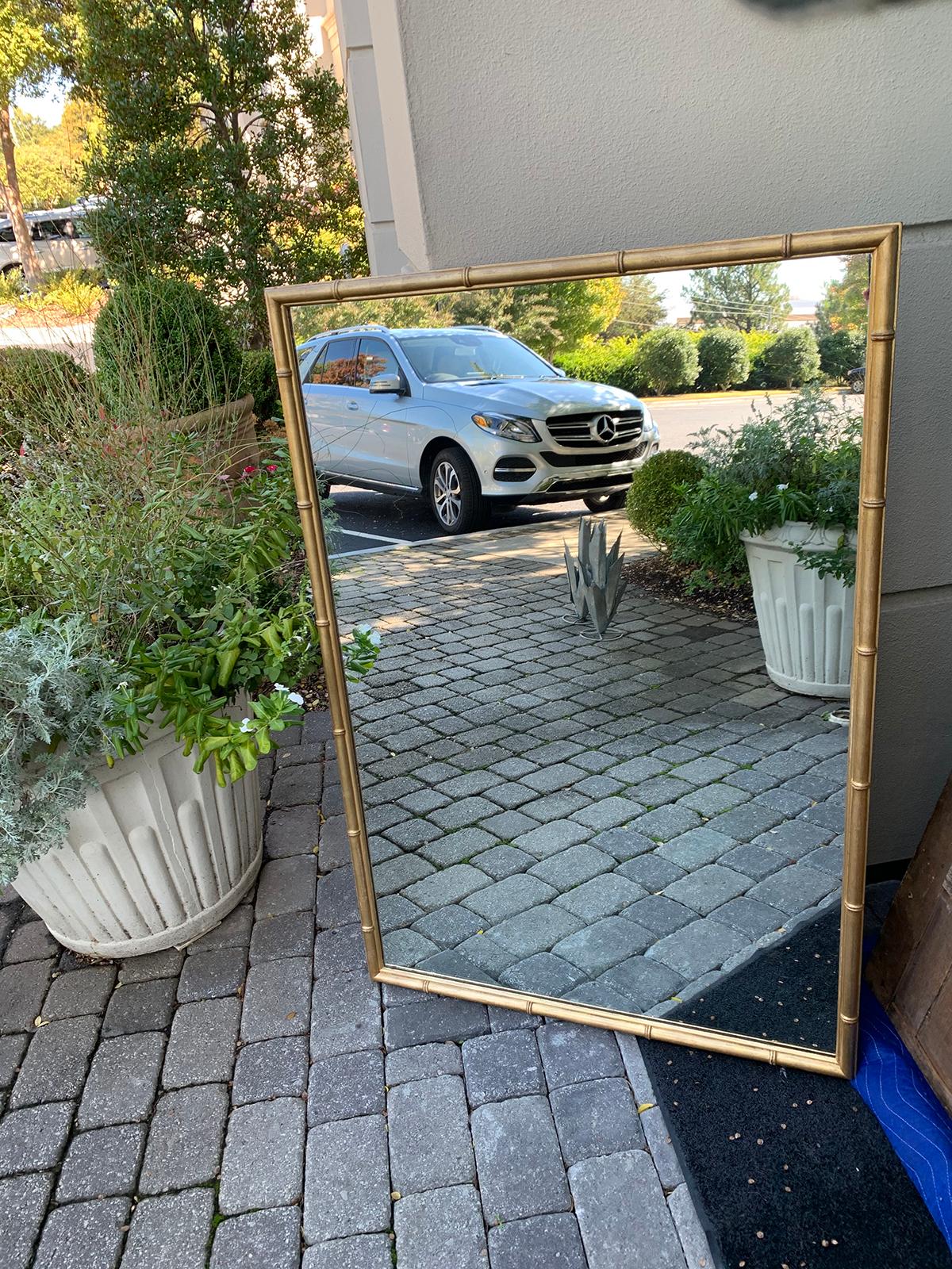 Large scale French faux bamboo gilded mirror, circa 1900.