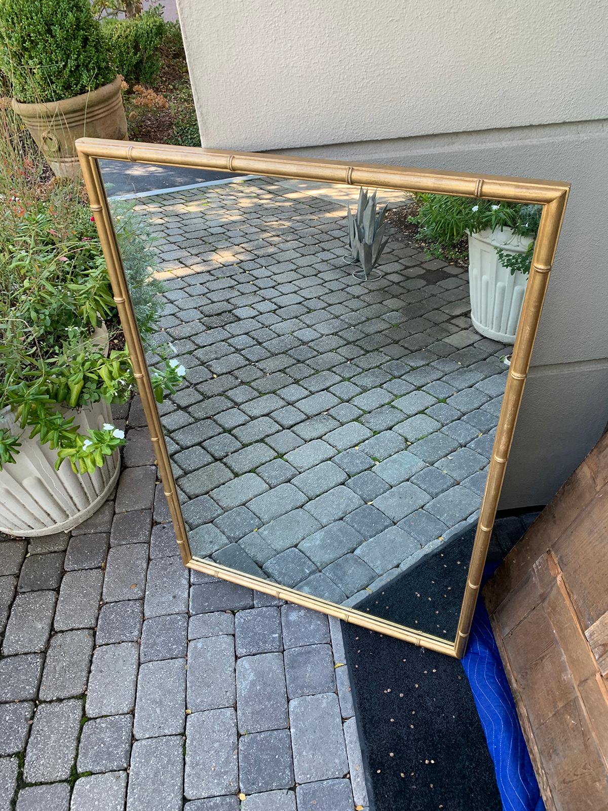 Large Scale French Faux Bamboo Gilded Mirror, circa 1900 2