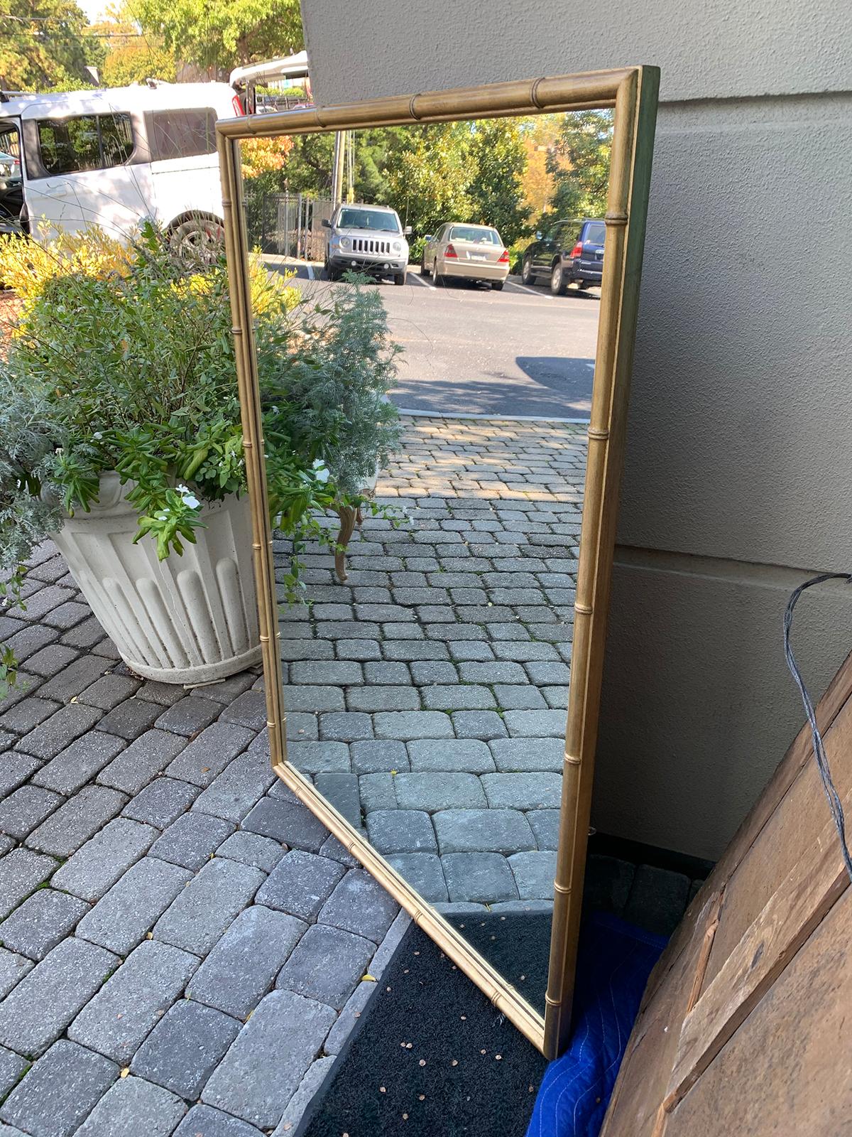 Large Scale French Faux Bamboo Gilded Mirror, circa 1900 5