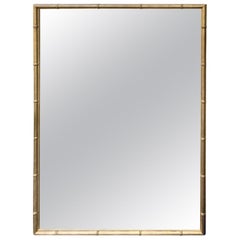 Large Scale French Faux Bamboo Gilded Mirror, circa 1900