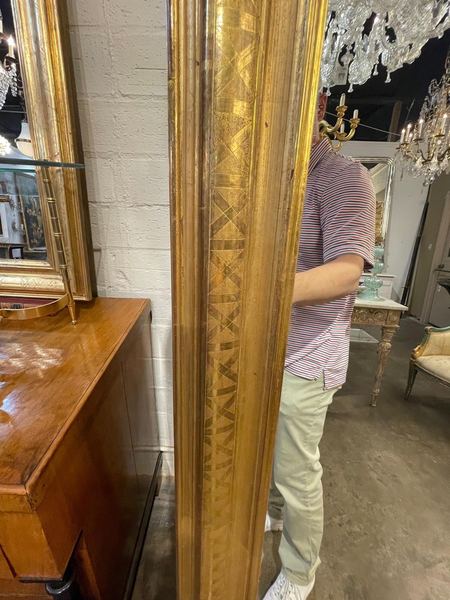 20th Century Large Scale French Gold Gilt Louis Phillipe Mirror with X Pattern