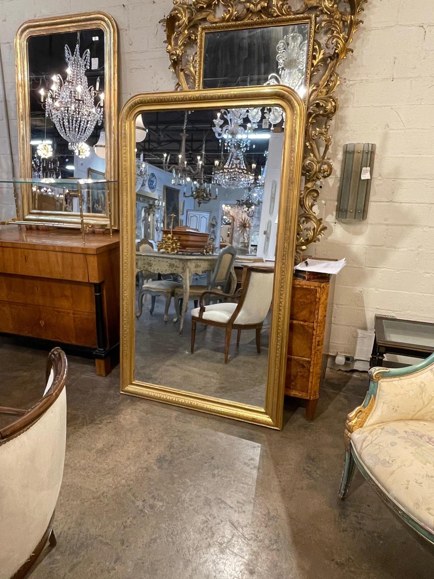 Large Scale French Gold Gilt Louis Phillipe Mirror with X Pattern 2