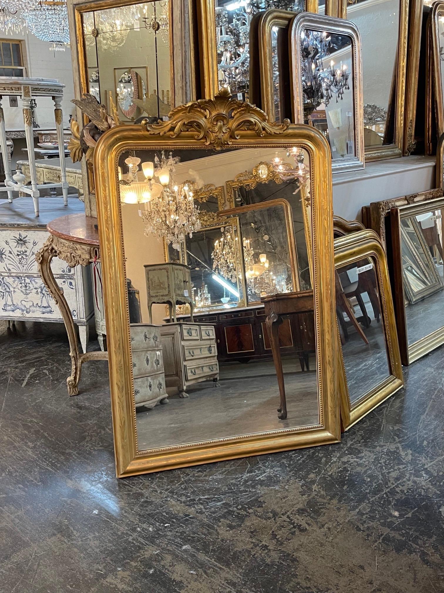 Large Scale French Louis Philippe Mirror with Crest 2