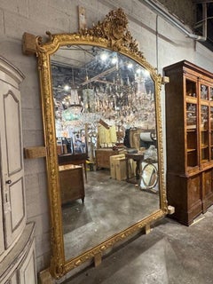 Large Scale French Louis XVI Carved and Giltwood Mirror