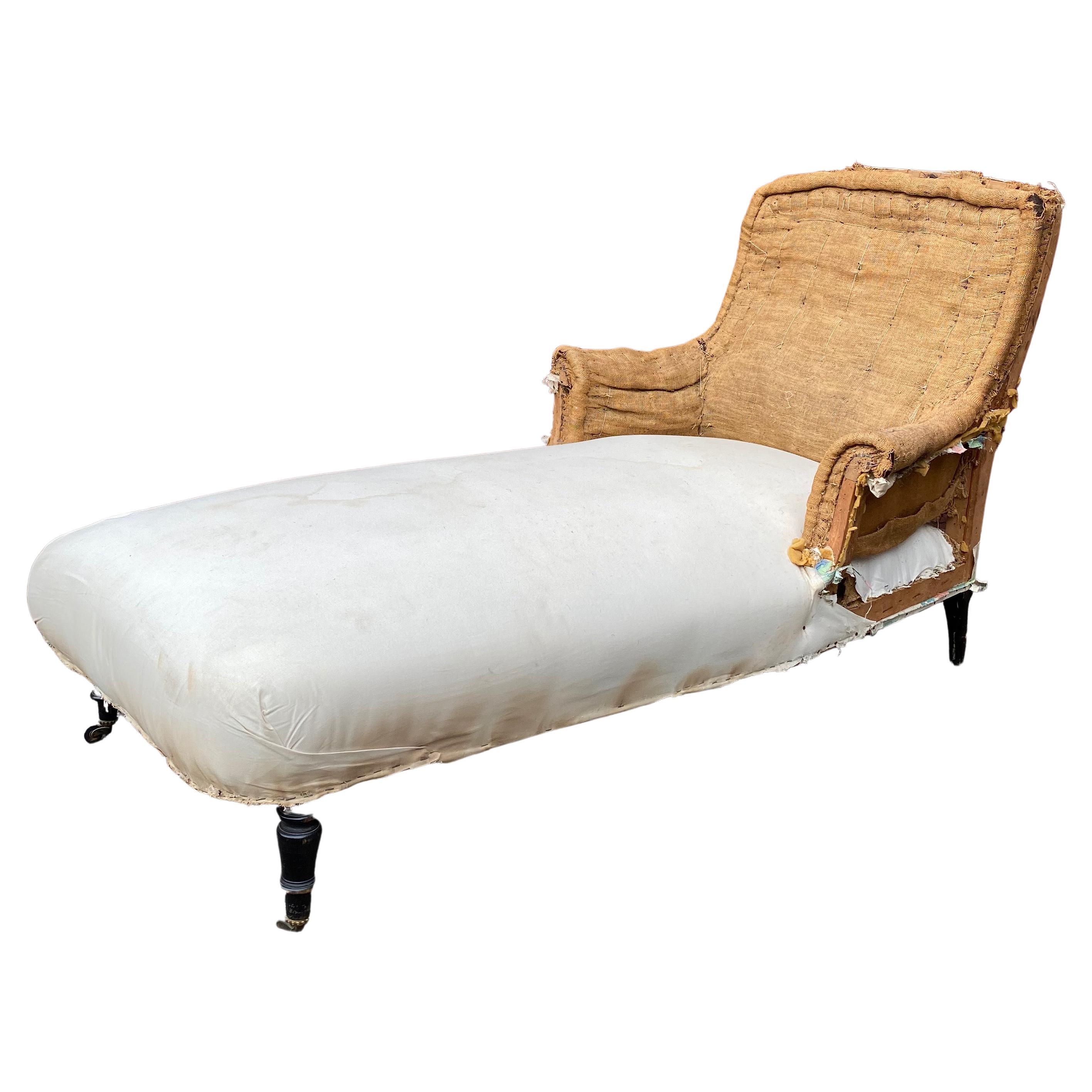 French 19th Century Chaise Lounge in with Ebonized Wood Trim at 1stDibs