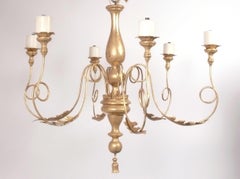 Large Scale French Style Gilt Metal and Wood Chandelier 42" Diameter