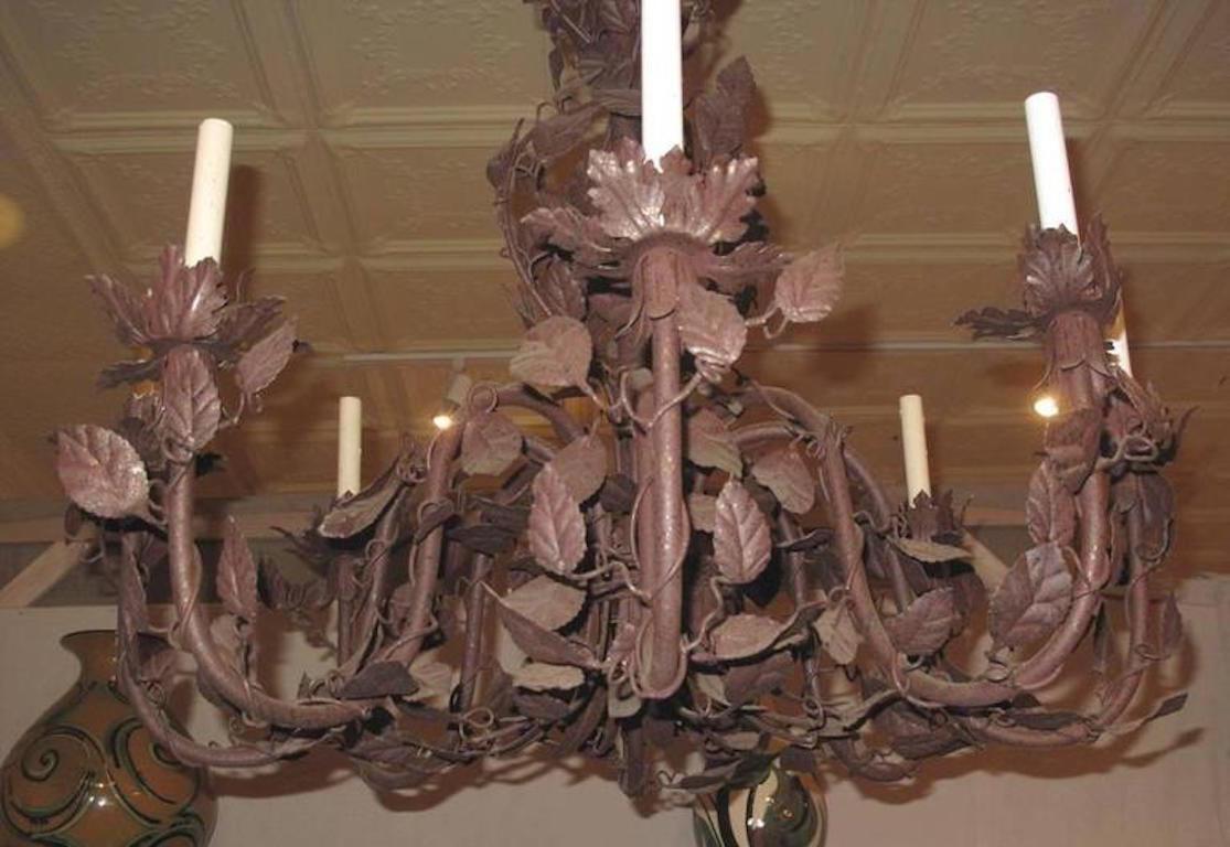 Rococo Large-Scale French Tole Chandelier with Vinework