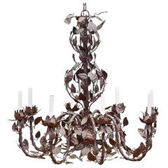 Large-Scale French Tole Chandelier with Vinework Large-Scale French Tole Chandelier with Vinework