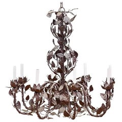 Large-Scale French Tole Chandelier with Vinework