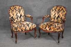 Large Scale French Victorian Rosewood Louis XV Armchairs Fauteuills circa 1870