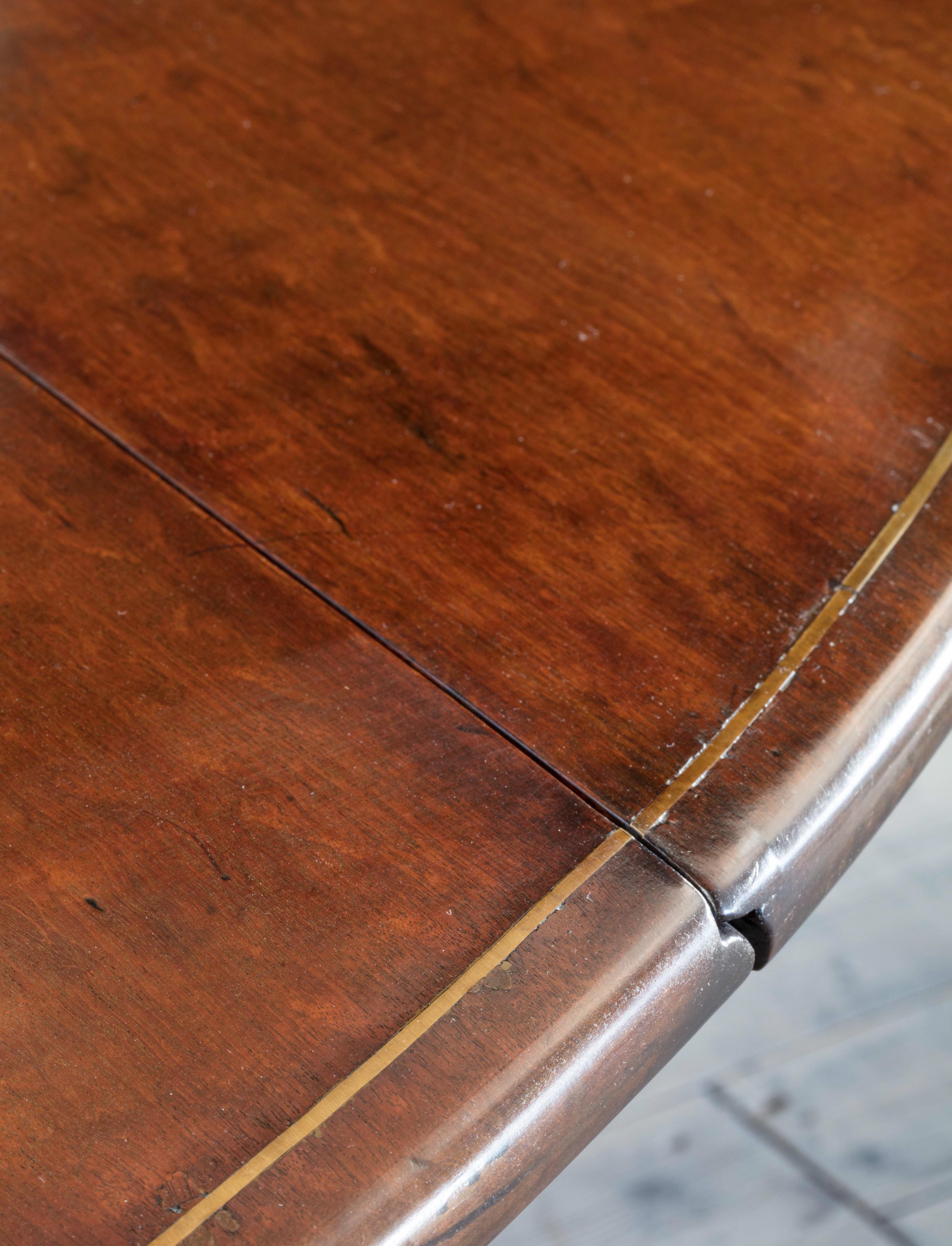 19th Century Large Scale George II Mahogany and Brass Strung Drop-Leaf Table