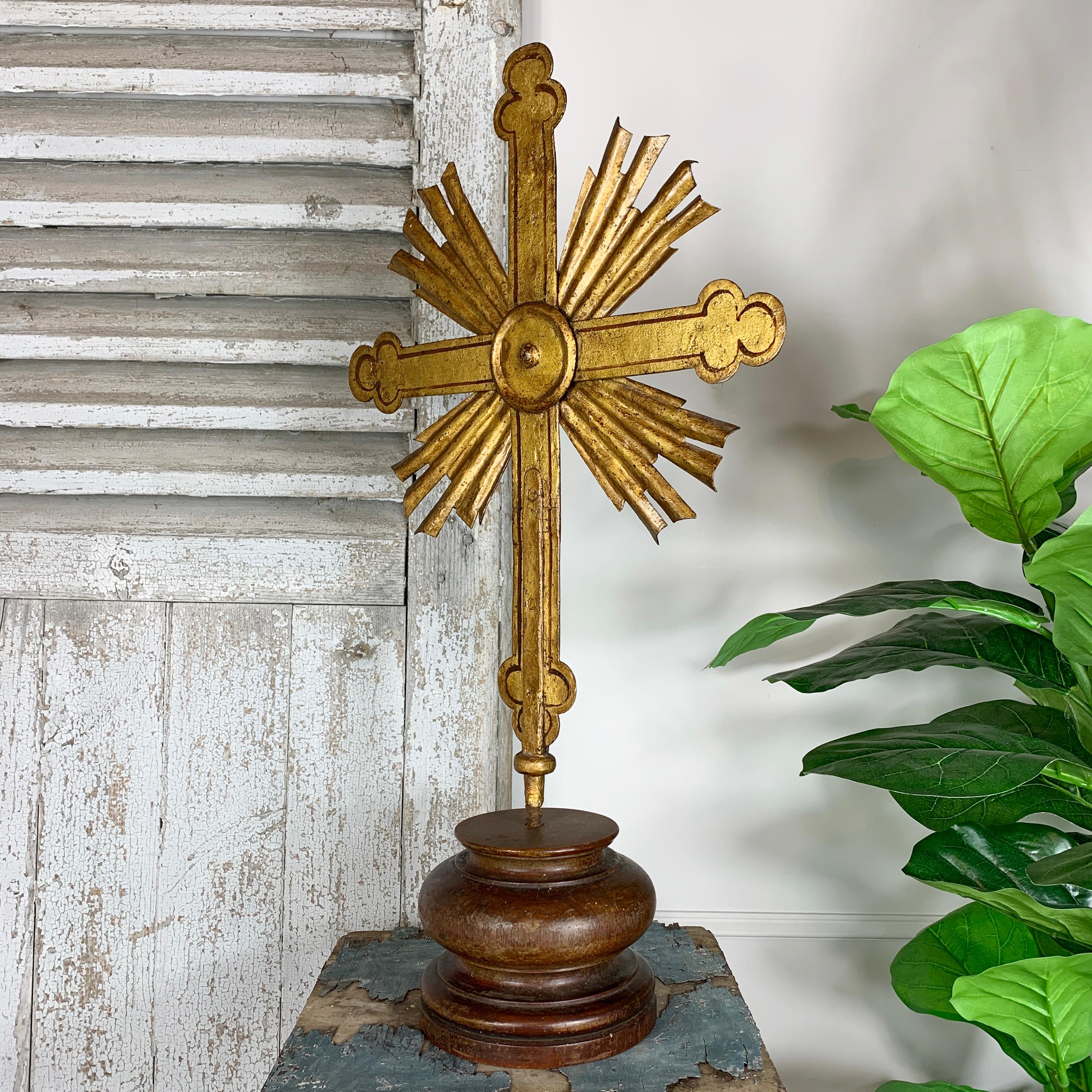 Large Scale Gilt Iron 18th Century Baroque Processional Cross 1
