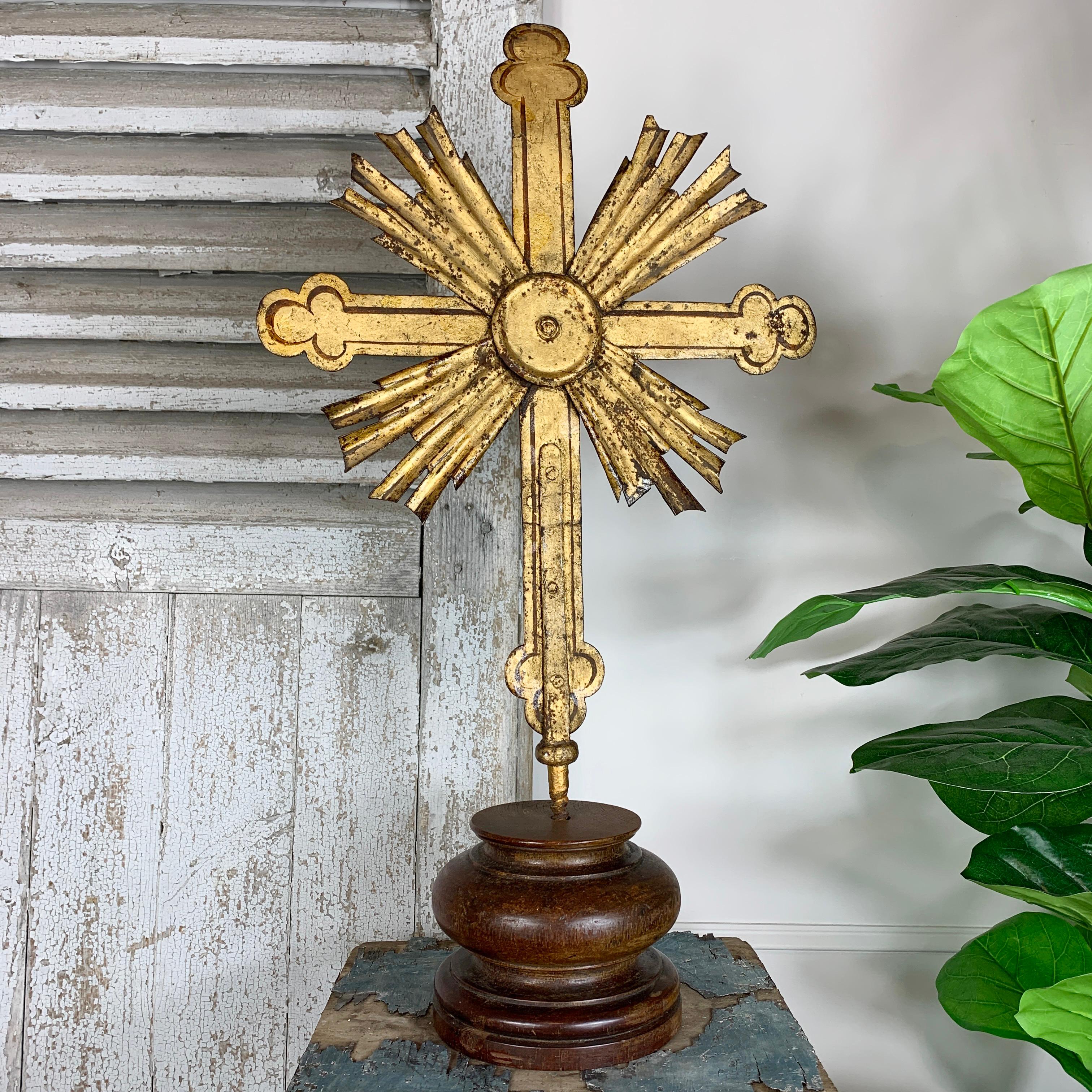 Large Scale Gilt Iron 18th Century Baroque Processional Cross 3
