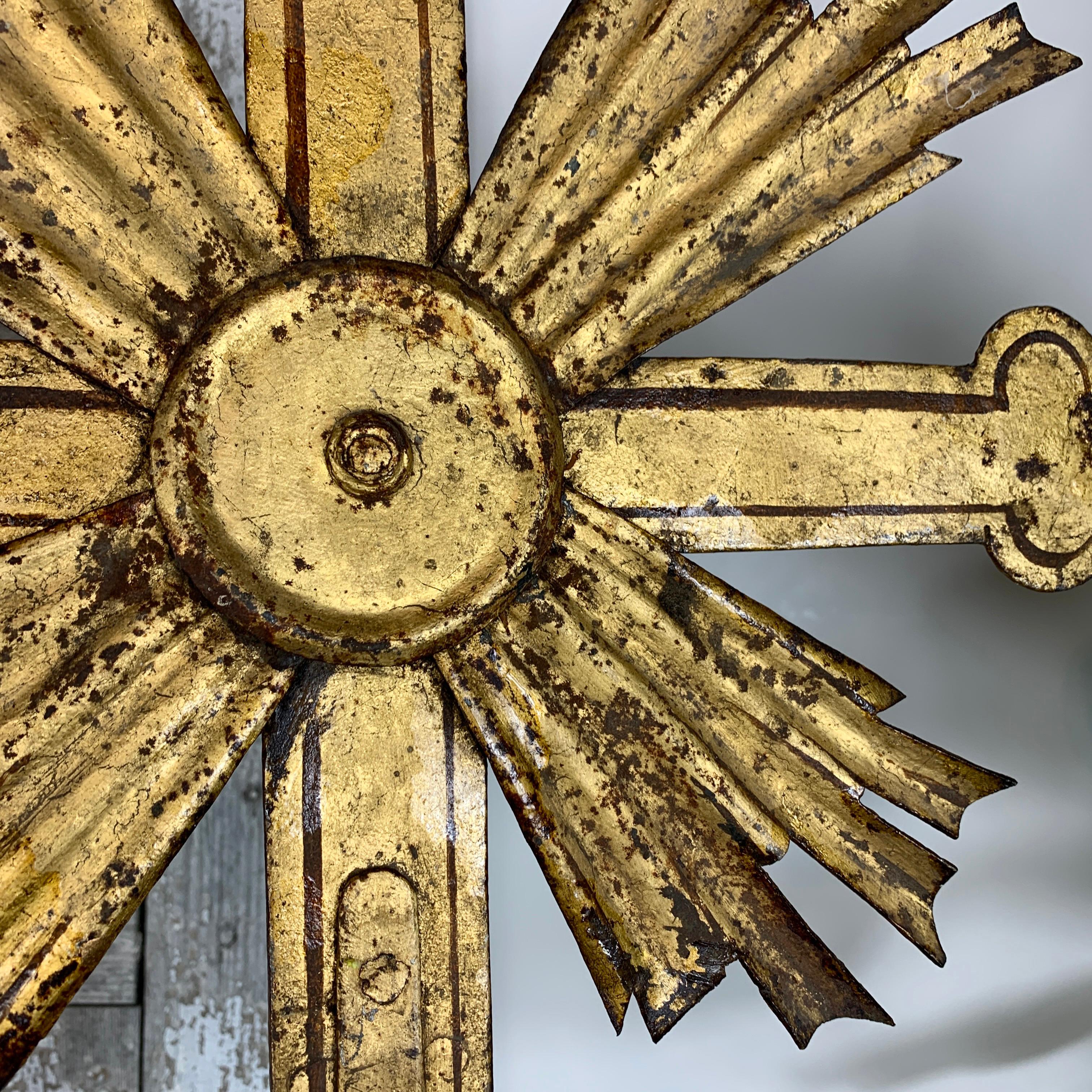Large Scale Gilt Iron 18th Century Baroque Processional Cross 4