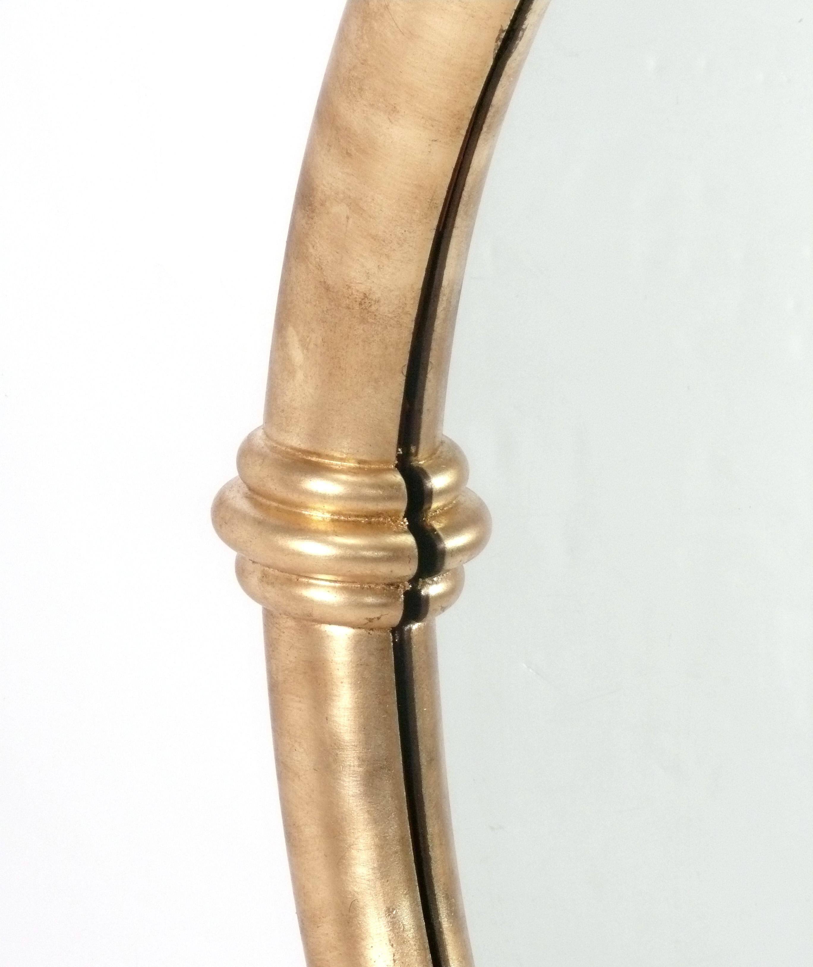 Großer vergoldeter runder Spiegel im Stil von Karl Springer 46