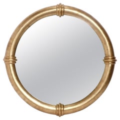 Großer vergoldeter runder Spiegel im Stil von Karl Springer 46" Mid Century