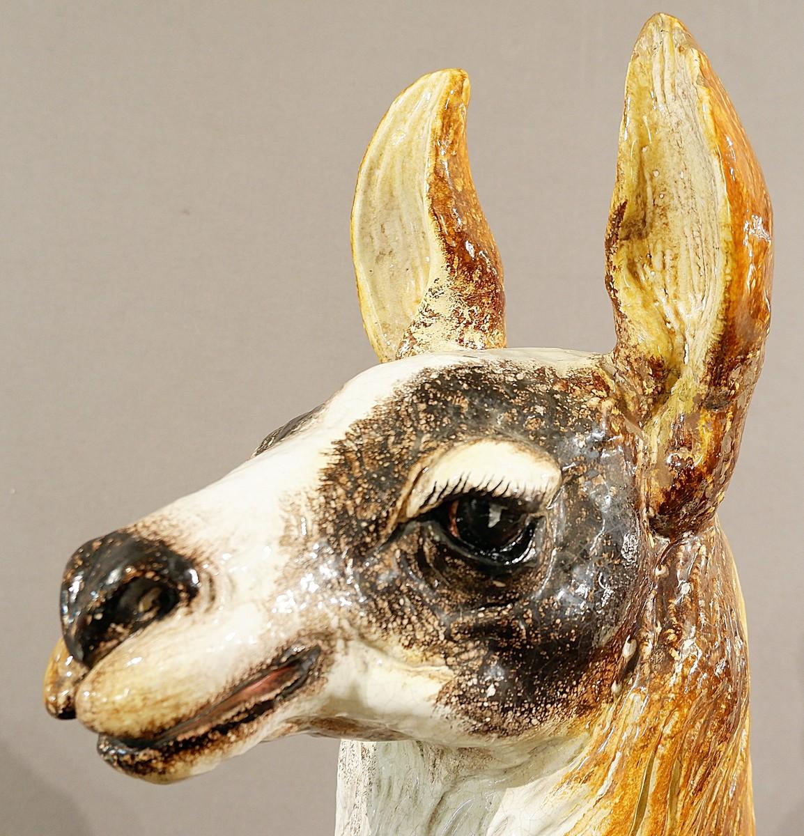 Large-Scale, Glazed Ceramic Llama, Italy, circa 1970 In Good Condition For Sale In Brussels , BE