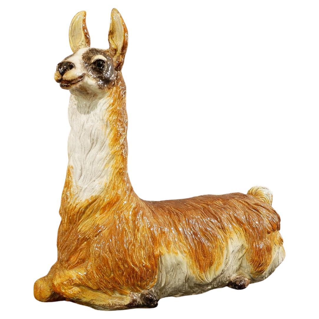 Large-Scale, Glazed Ceramic Llama, Italy, circa 1970 For Sale