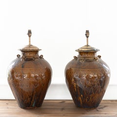 Large Scale Glazed Earthenware Lamps Country House