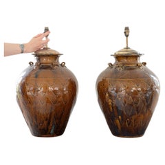 Large Scale Glazed Earthenware Lamps Country House
