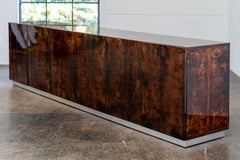 Aparador de gran tamaño en piel de cabra de Aldo Tura Italia, años 70