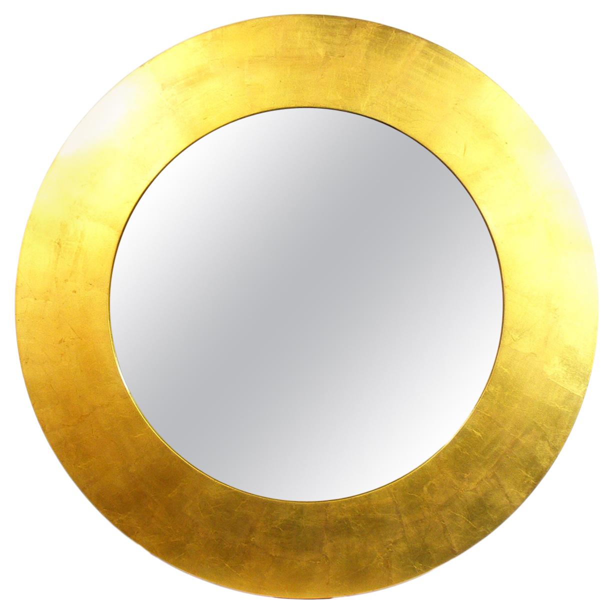 Large Scale Gold Leaf Circle Mirror