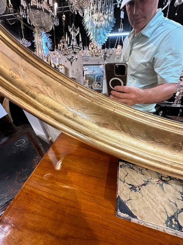 French Large Scale Gold Leaf Oval Louis Philippe Mirrors For Sale