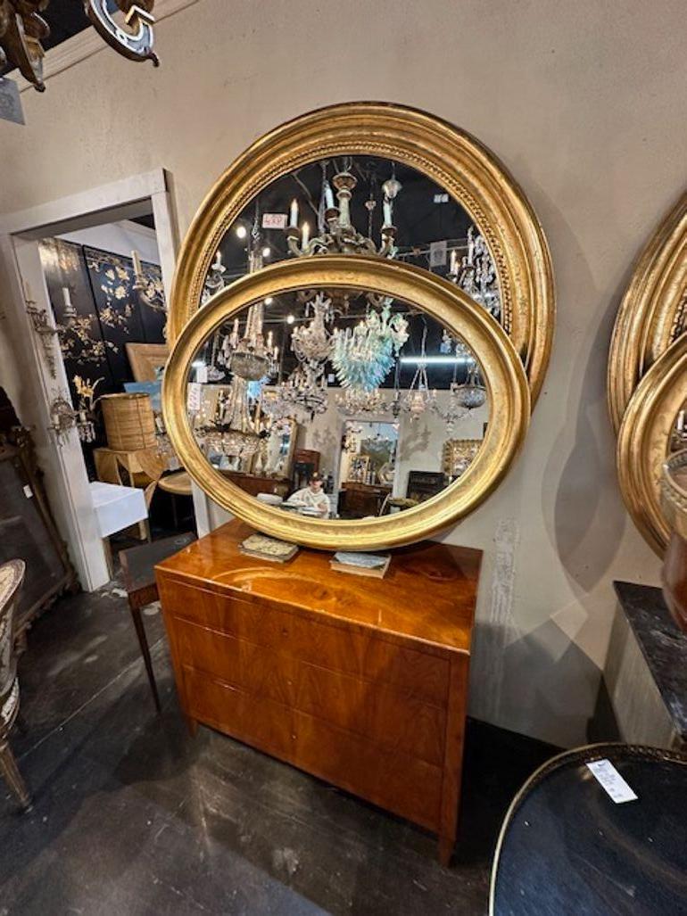 Large Scale Gold Leaf Oval Louis Philippe Mirrors For Sale 2