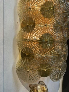 Large Scale Gold Murano Glass Disc Form Sconces