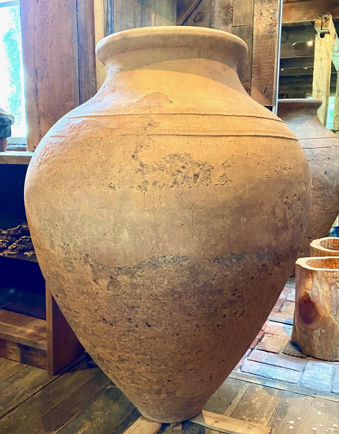 Metà XIX secolo Vaso da olio in terracotta greca di grandi dimensioni in vendita