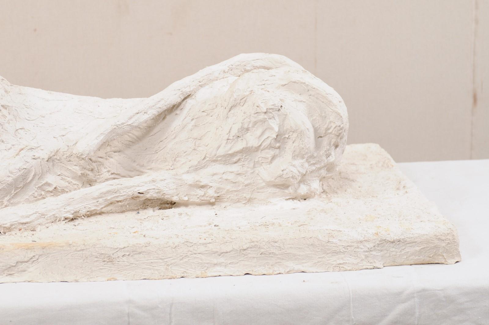 Contemporary Large-Scale Greyhound Dog Sculpture, French Artisan Created from Plaster
