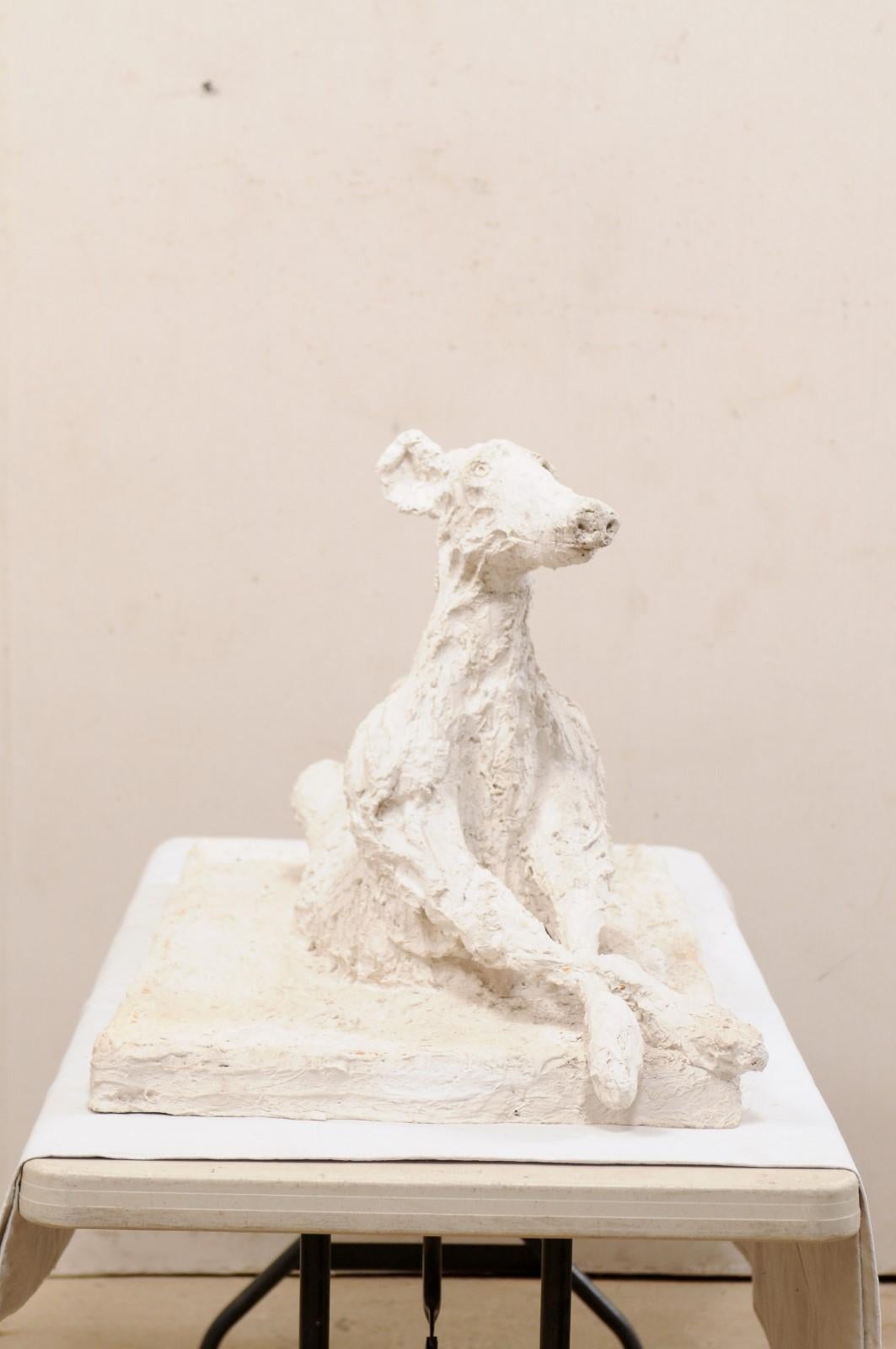 Large-Scale Greyhound Dog Sculpture, French Artisan Created from Plaster 2