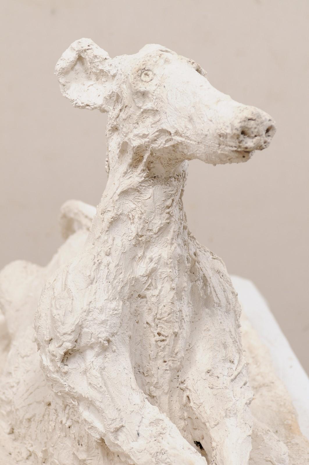 Large-Scale Greyhound Dog Sculpture, French Artisan Created from Plaster 3