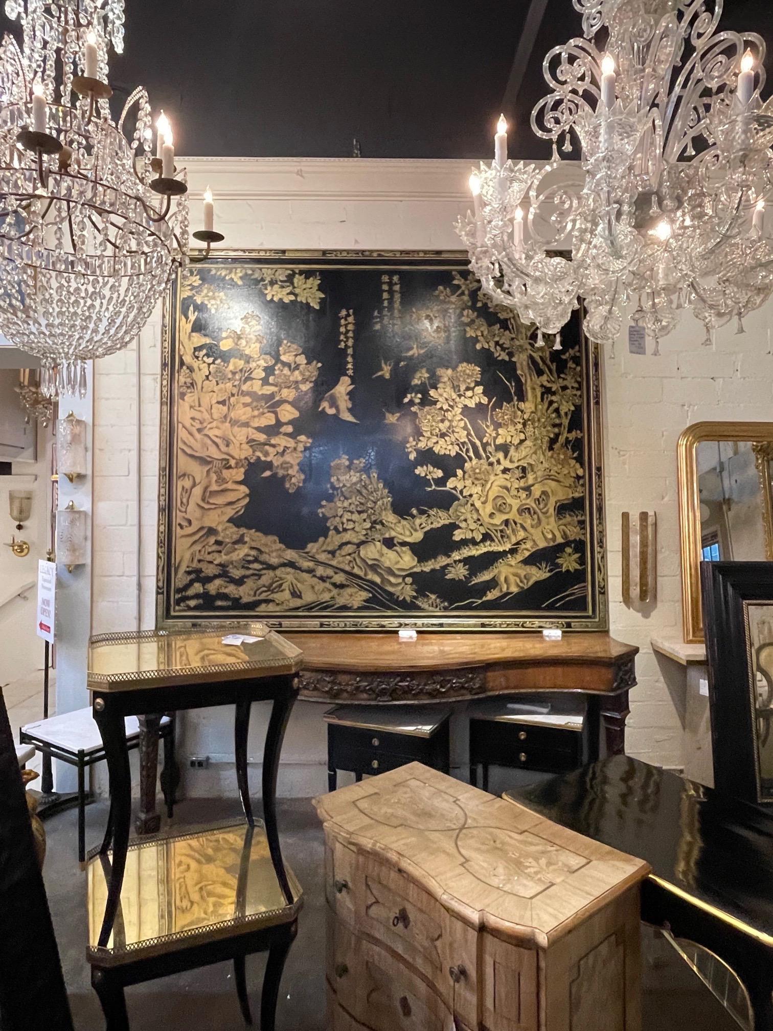 Hand-Painted Large Scale Hand Painted Chinoiserie Panel