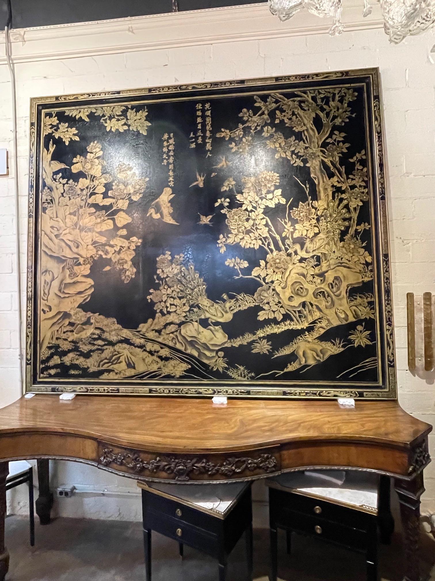 Large Scale Hand Painted Chinoiserie Panel In Good Condition In Dallas, TX