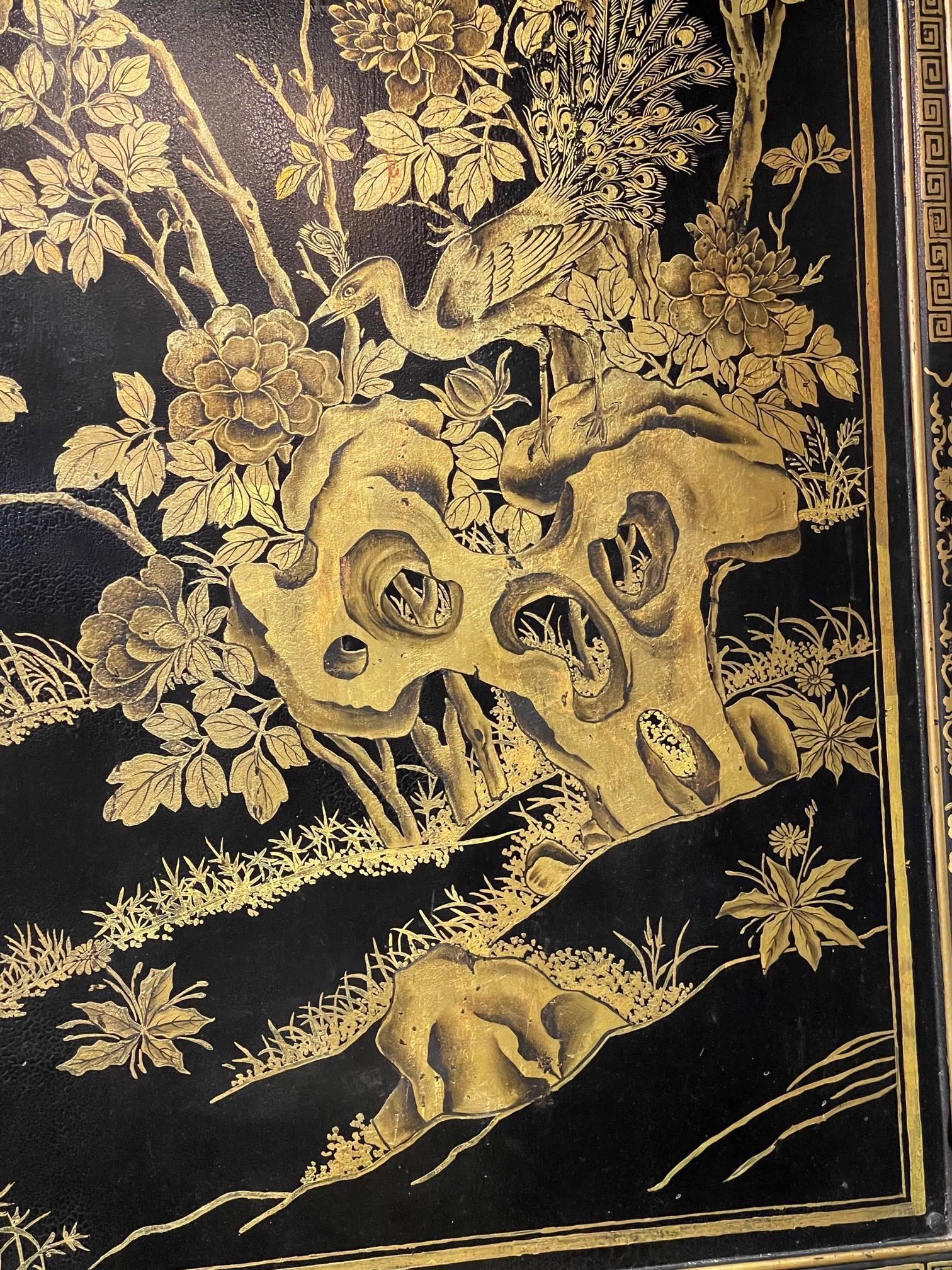 Wood Large Scale Hand Painted Chinoiserie Panel
