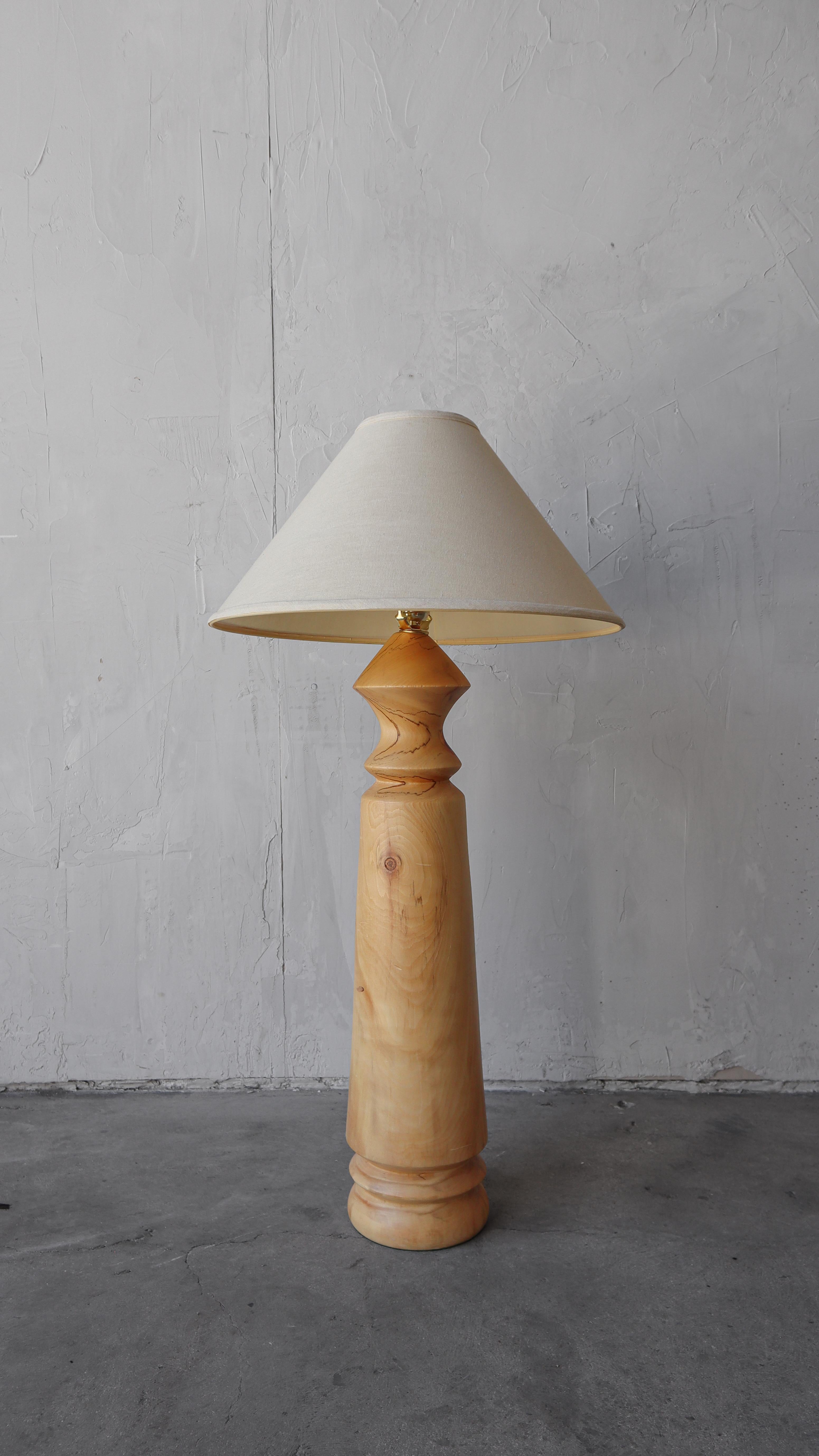 Beautiful, simple and large in scale, this lamp is a nice artist signed piece.  Hand turned out of a single piece of birch wood.  This lamp is the perfect addition to almost any space, especially one that is wabi sabi or warm minimalist.

Wood has