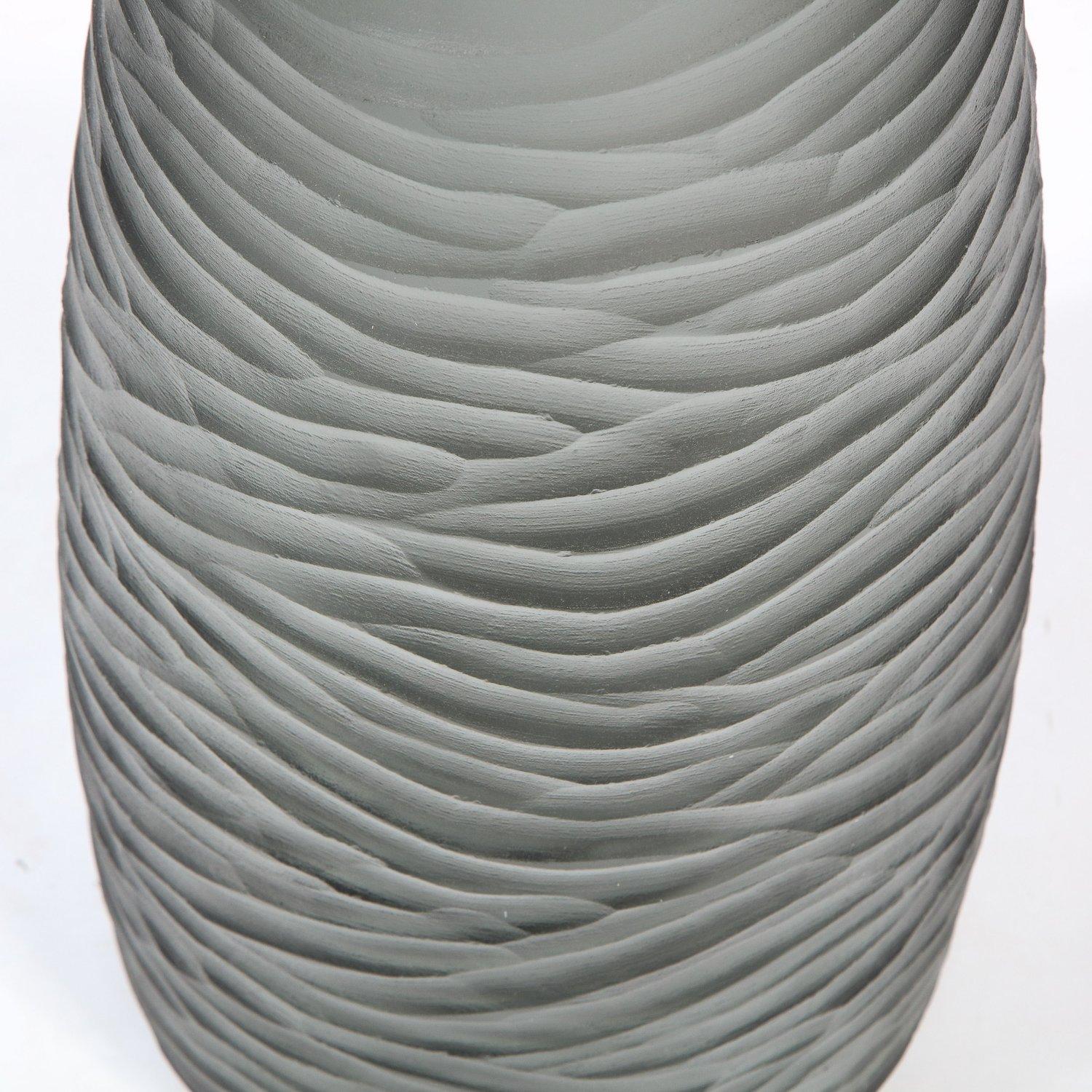 Large Scale Handblown Murano Frosted & Textured Graphite Vase For Sale 4