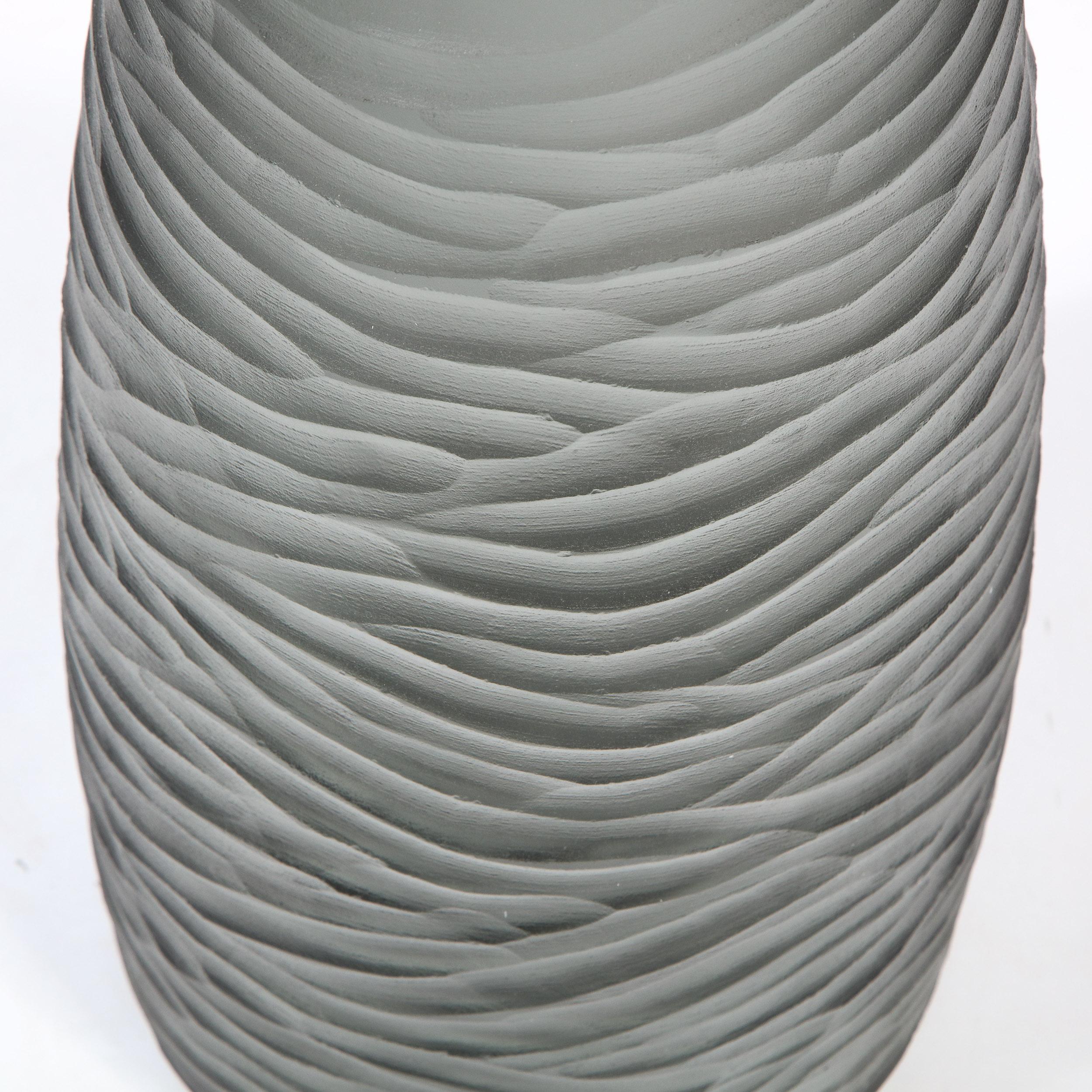 Large Scale Handblown Murano Frosted & Textured Graphite Umbrella Stand For Sale 7